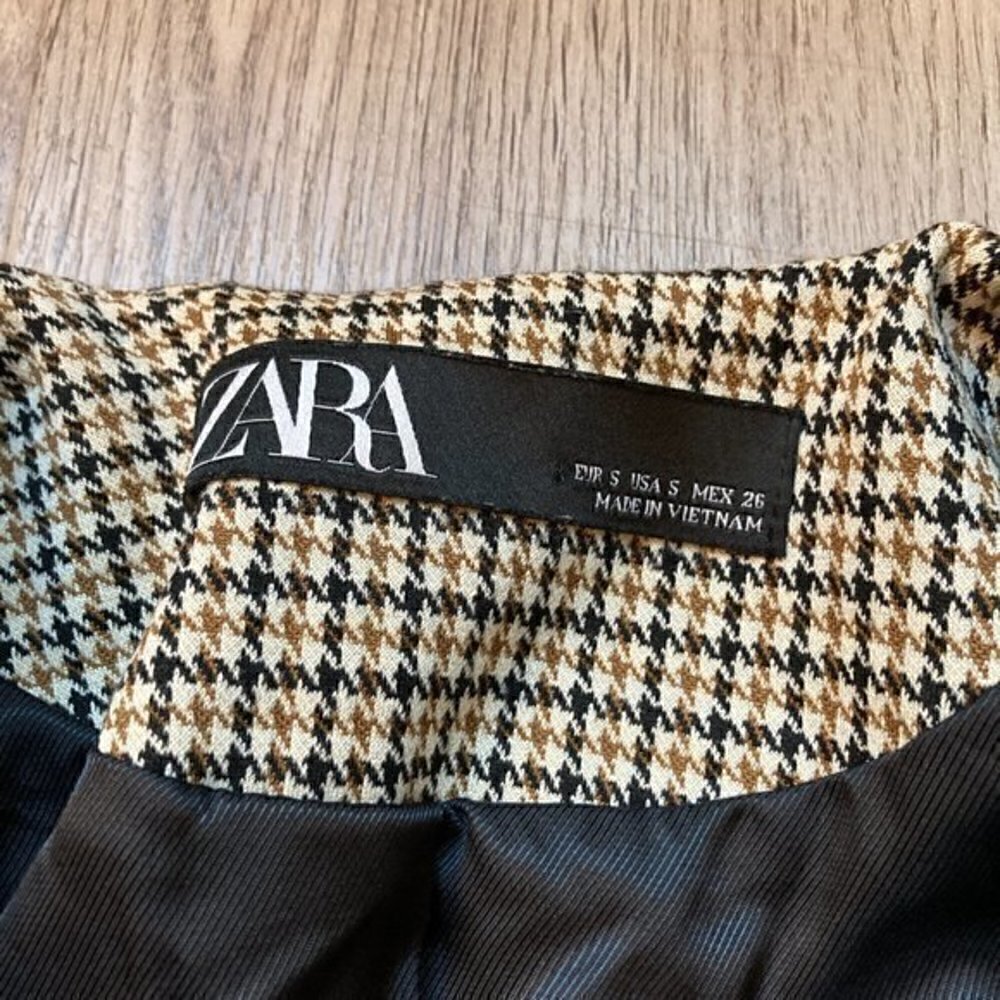 Zara Belted Houndstooth Frock Blazer Coat Size S NWOT - Picture 6 of 10